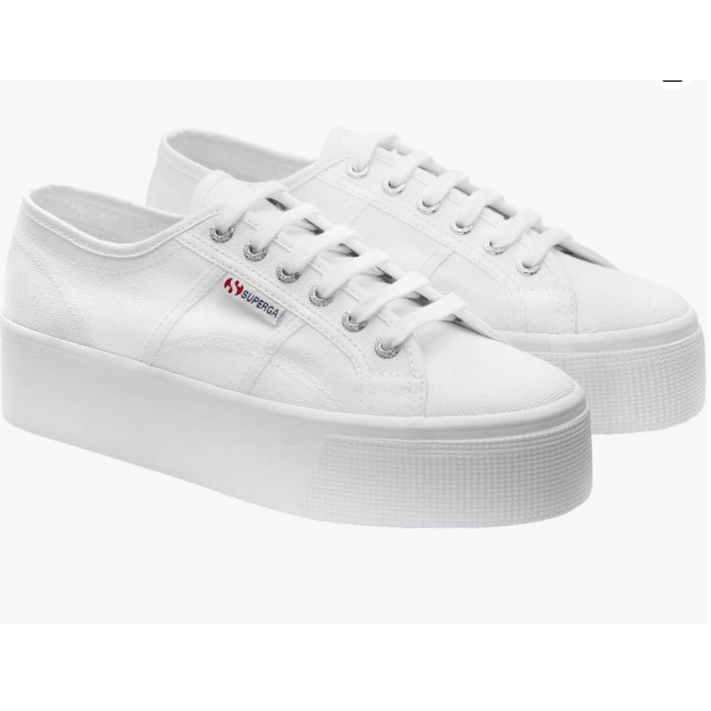 SUPERGA 2790 Platform Sneakers Womens Sz 38 or 7.5 US White Casual Shoes Classic